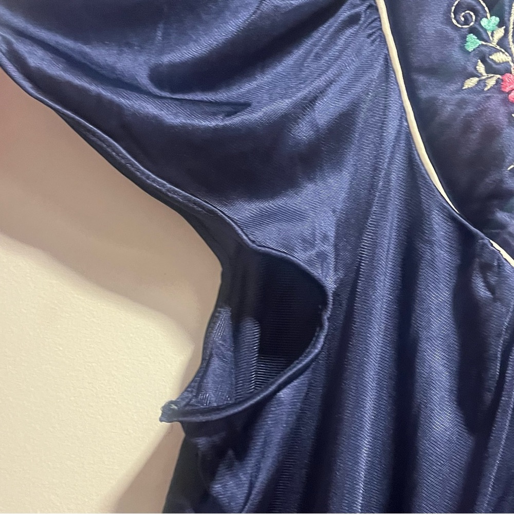 Vintage Vanity Fair Satin Embroidered Nightgown Caftan Cottagecore Slip Dress - Picture 6 of 12